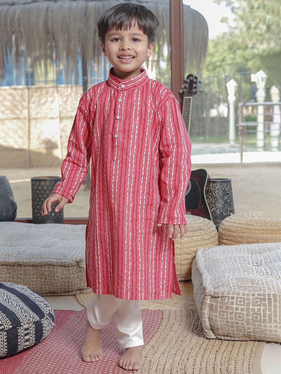 Stuffie Land Boys Striped Regular Pure Cotton Kurta with Pyjamas-picture-30