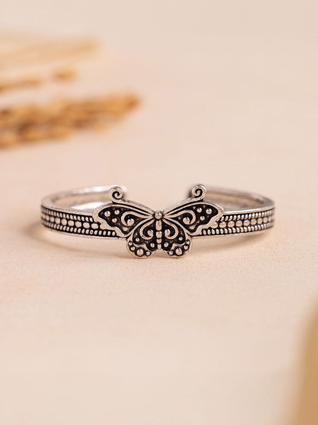 Voylla Boho Tribe Butterfly Oxidised Cuff Bangle