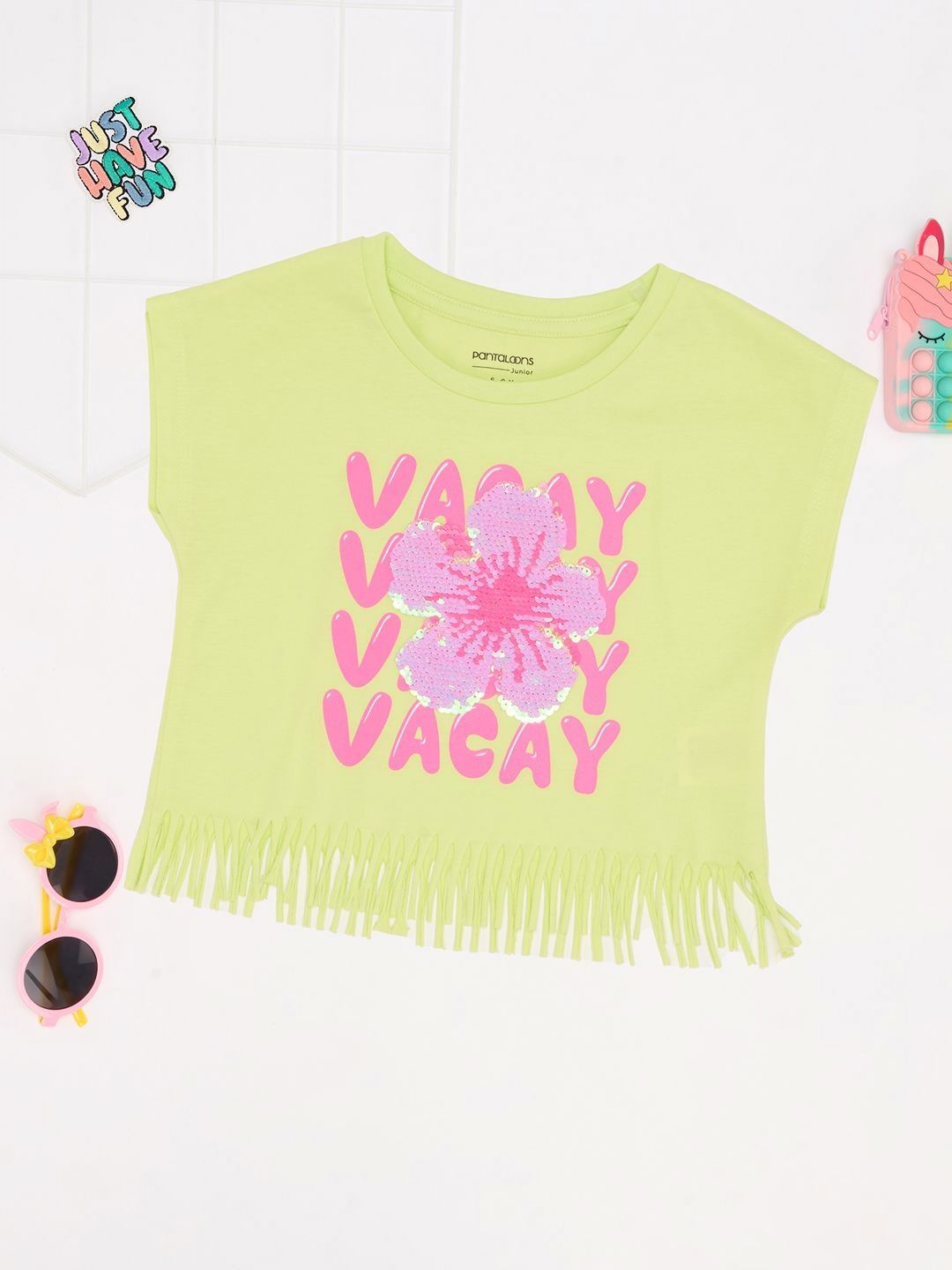 Pantaloons Junior Girls Graphic Printed Pure Cotton Top-picture-42