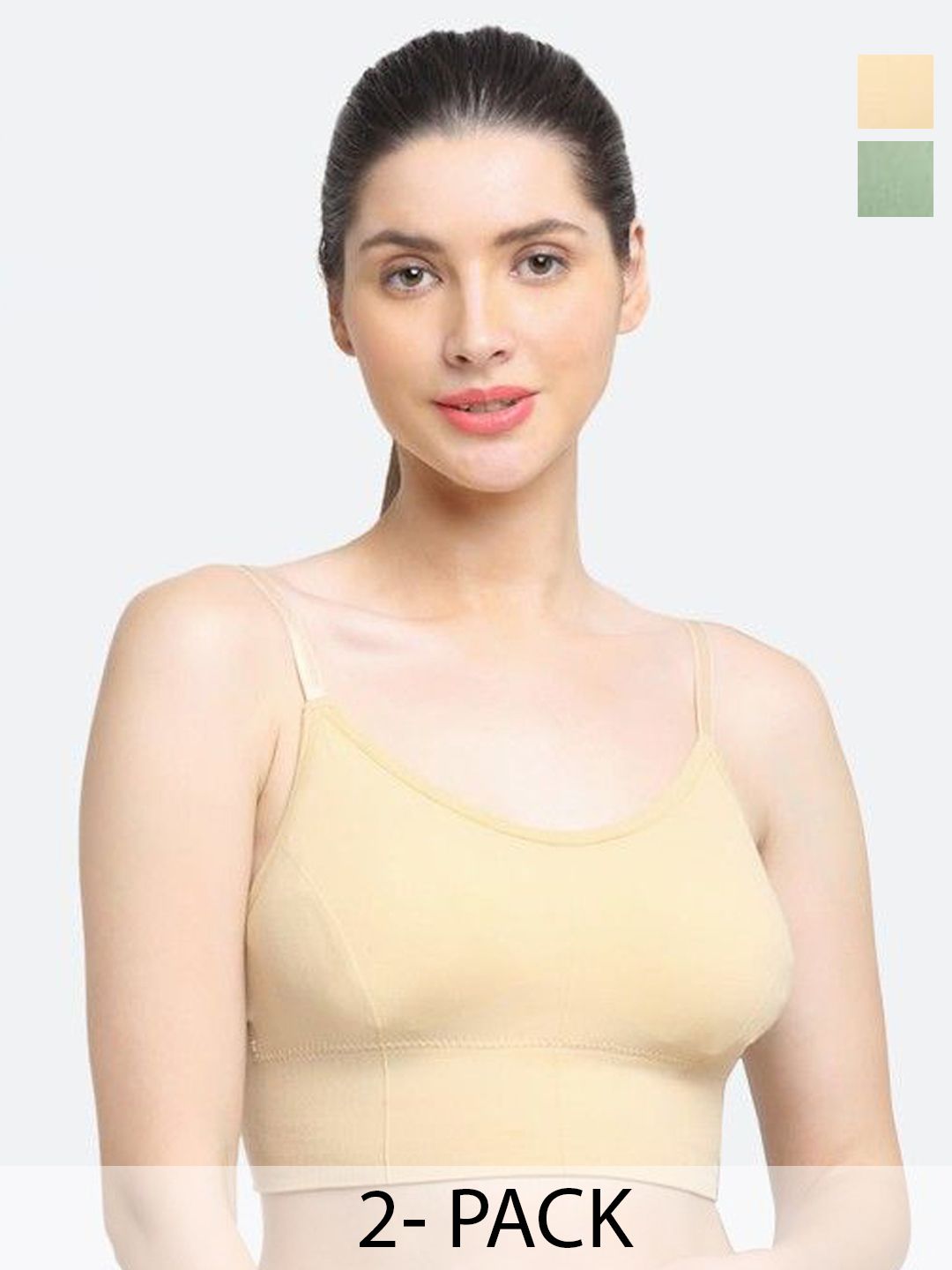 Taslar Pack Of 2 Full Coverage Non-Wired Seamless Rapid-Dry Camisole Bra-picture-18