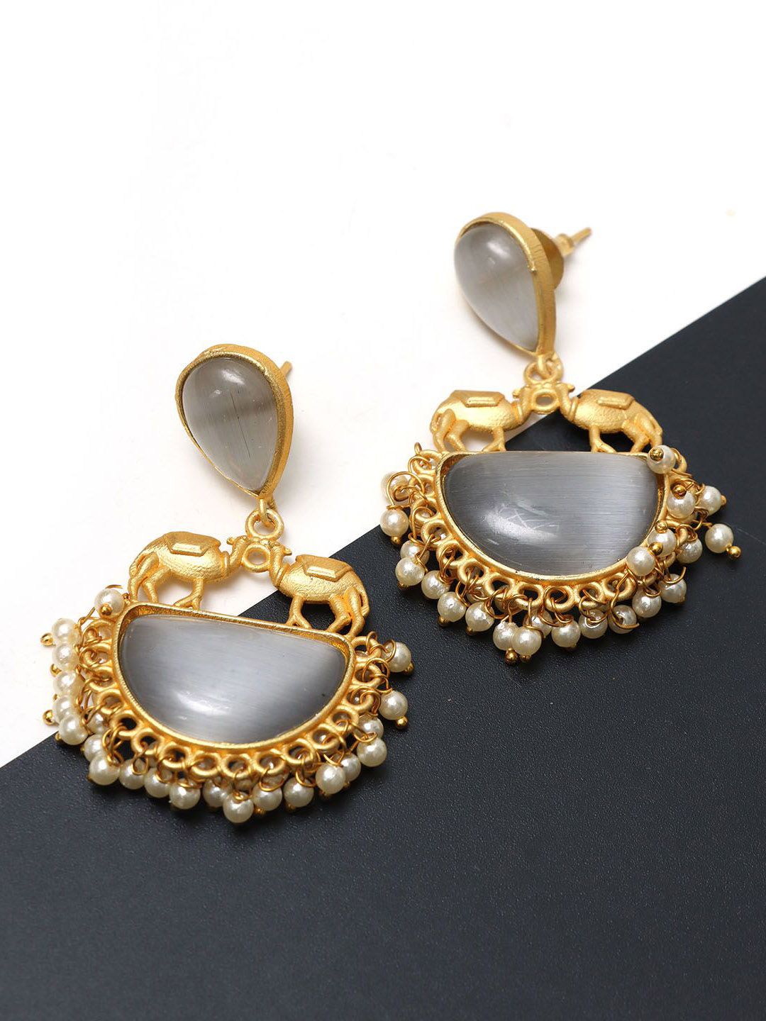 Ozanoo Teardrop Shaped Jhumkas Earrings-picture-19