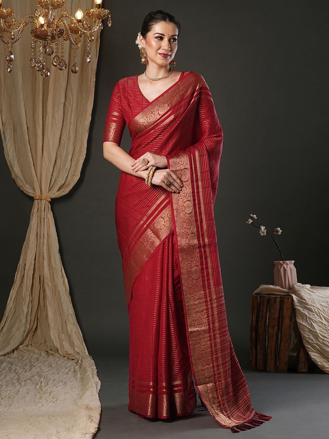 Anouk Leheriya Printed Woven Design Zari Banarasi Saree-picture-23