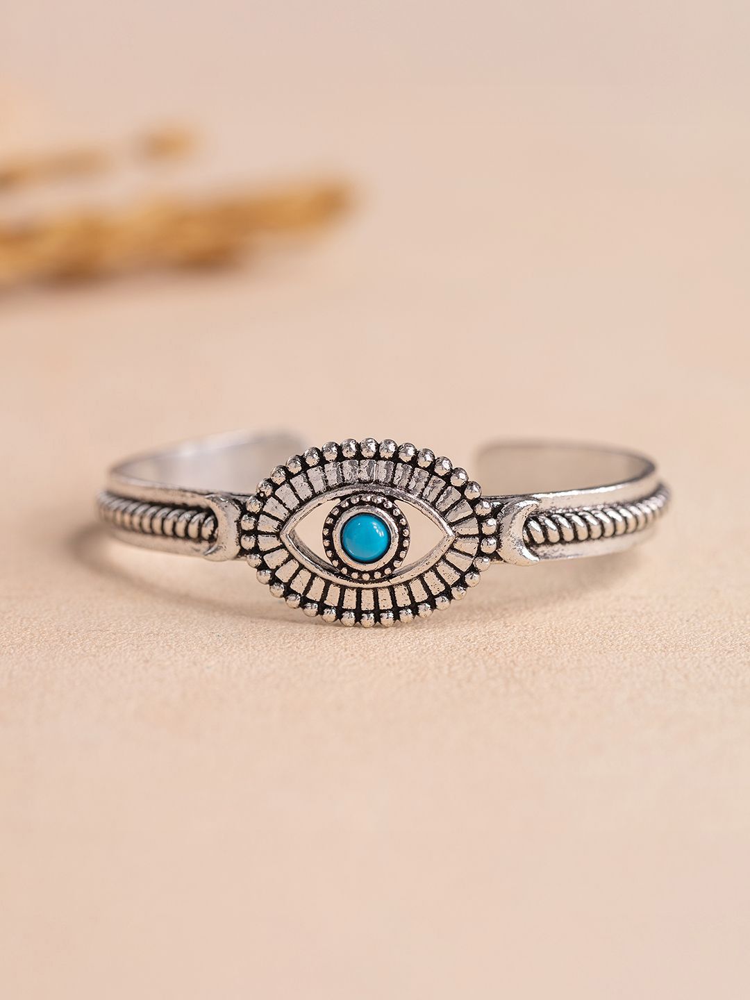 Voylla Women Brass Oxidised Silver-Plated Cuff Bracelet-picture-26