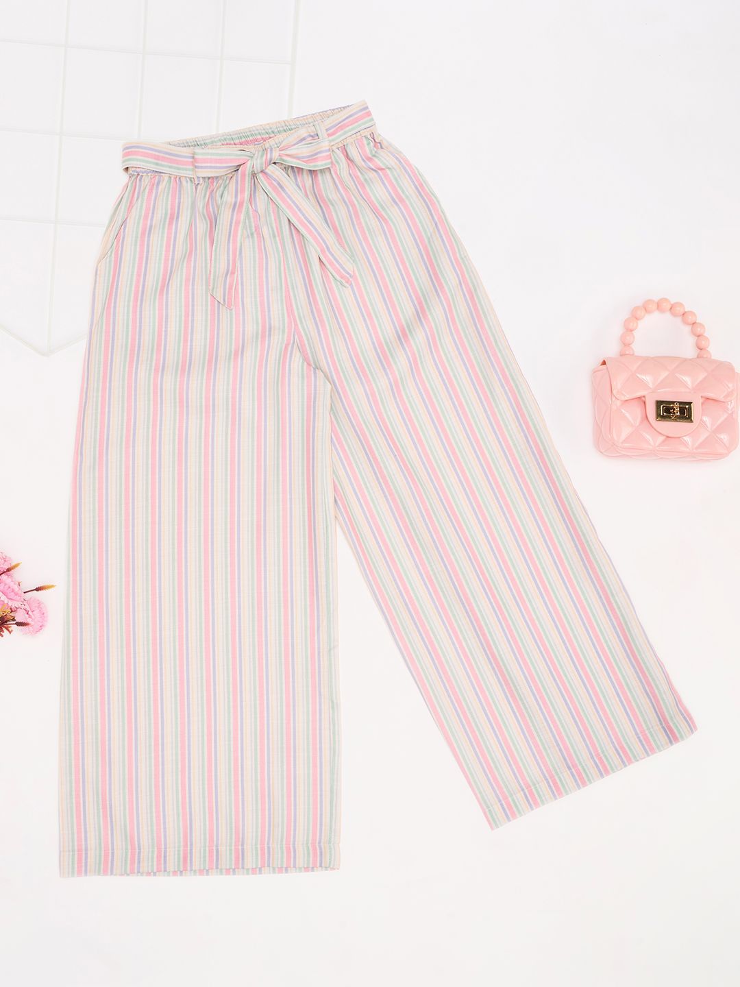 AKKRITI BY PANTALOONS Girls Striped Palazzos-picture-41