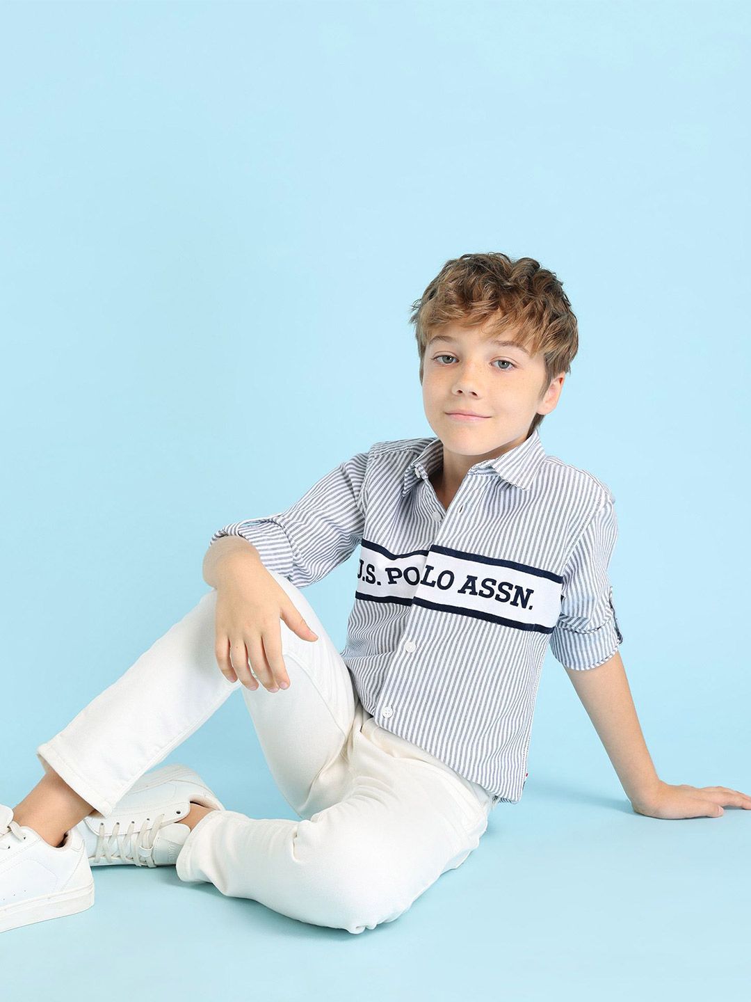 U.S. Polo Assn. Kids Boys Classic Opaque Striped Casual Shirt-picture-27