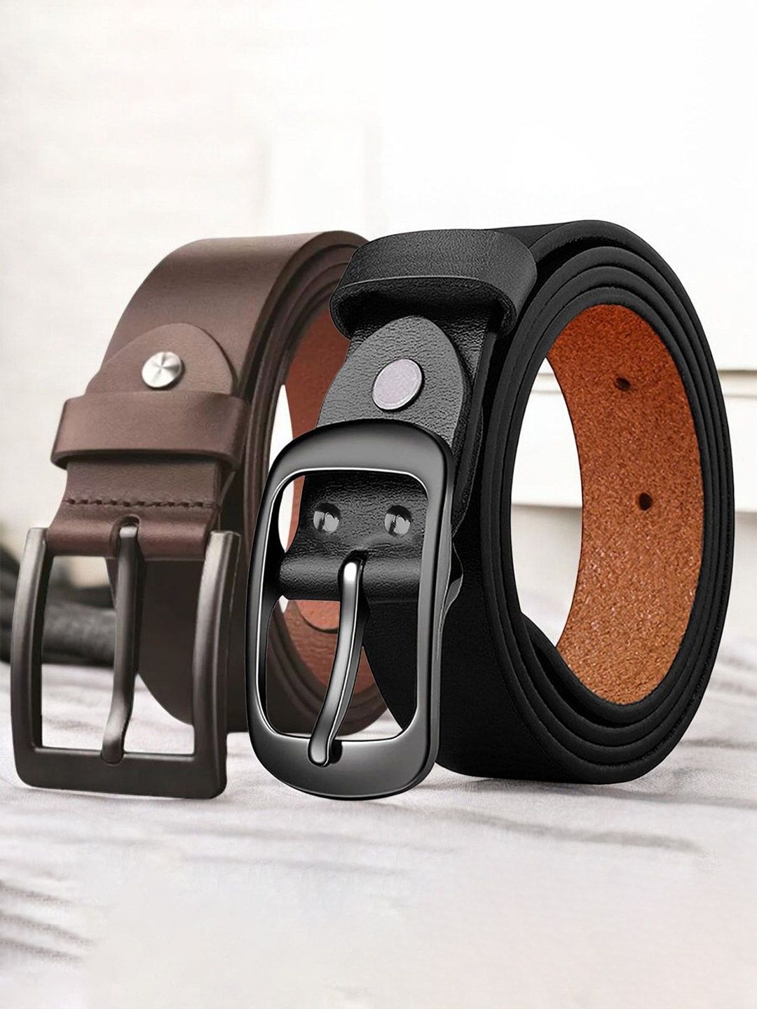 The Roadster Lifestyle Co Set Of 2 Leather Formal Belts-picture-51
