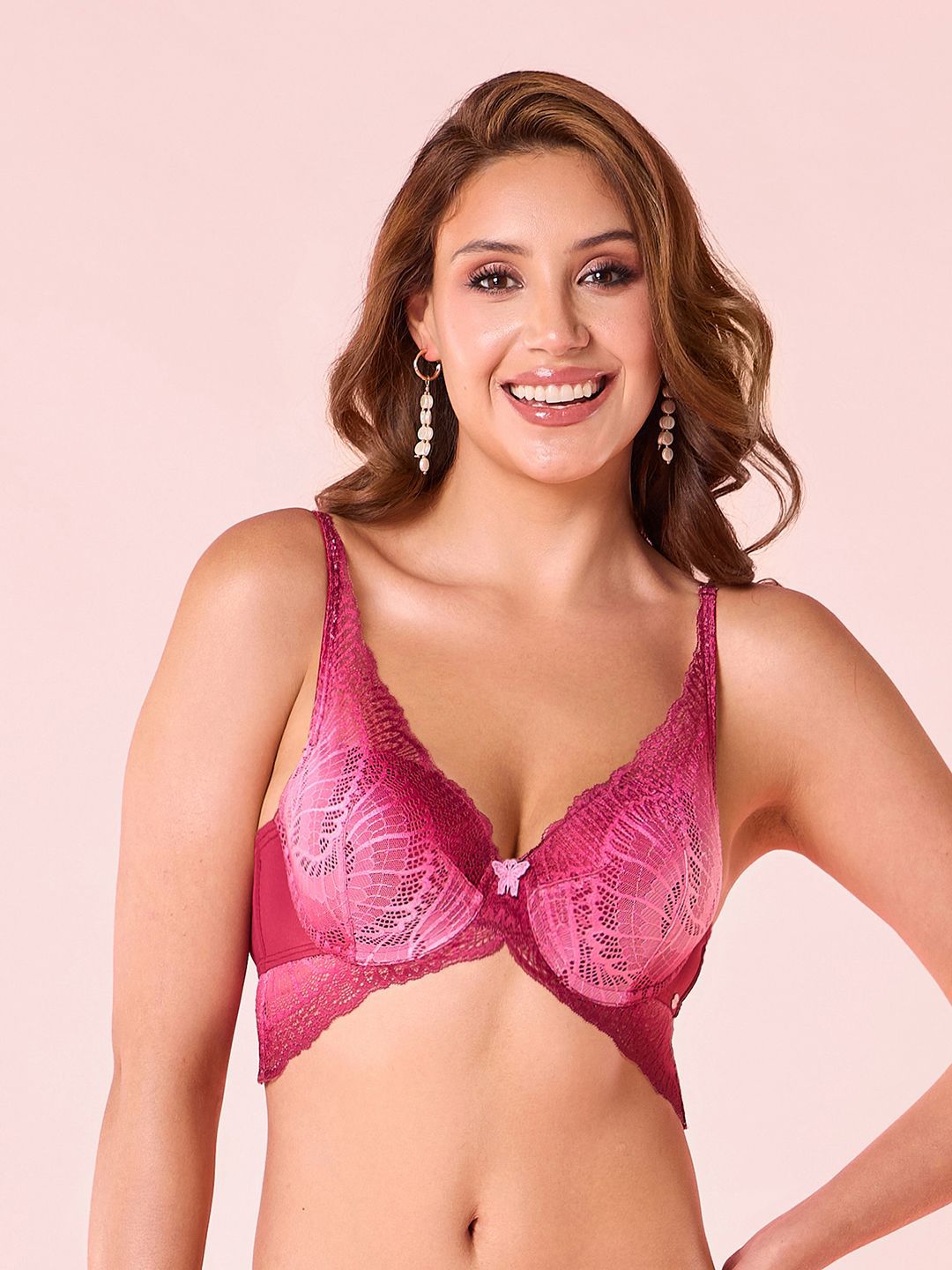 Enamor Butterfly Enhancer Full Coverage Underwired Lightly Padded Plunge Bra-picture-24