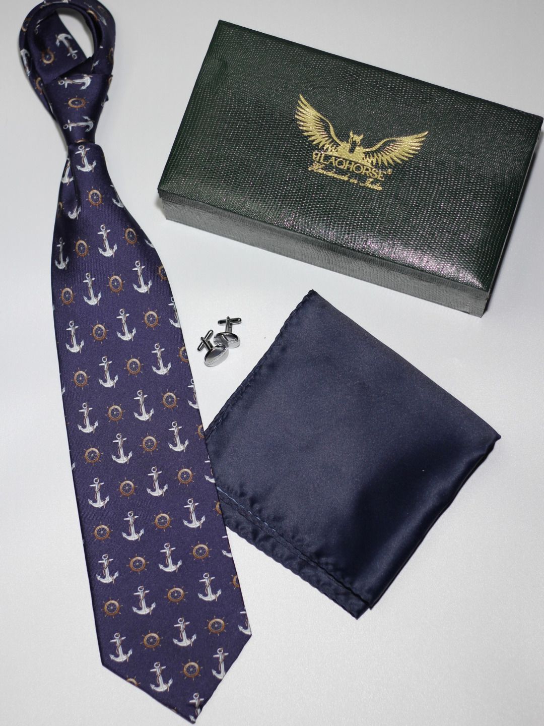BLAQHORSE Men Tie, Cufflinks, Pocket Square Accessory Gift Set-picture-39