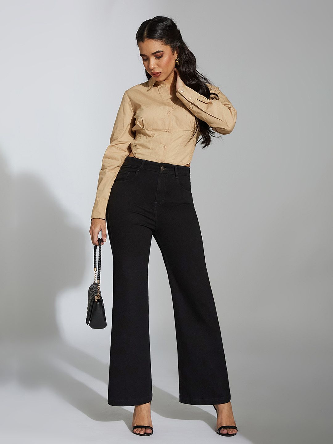 Miss Chase Women Bootcut High-Rise Heavy Fade Stretchable Jeans