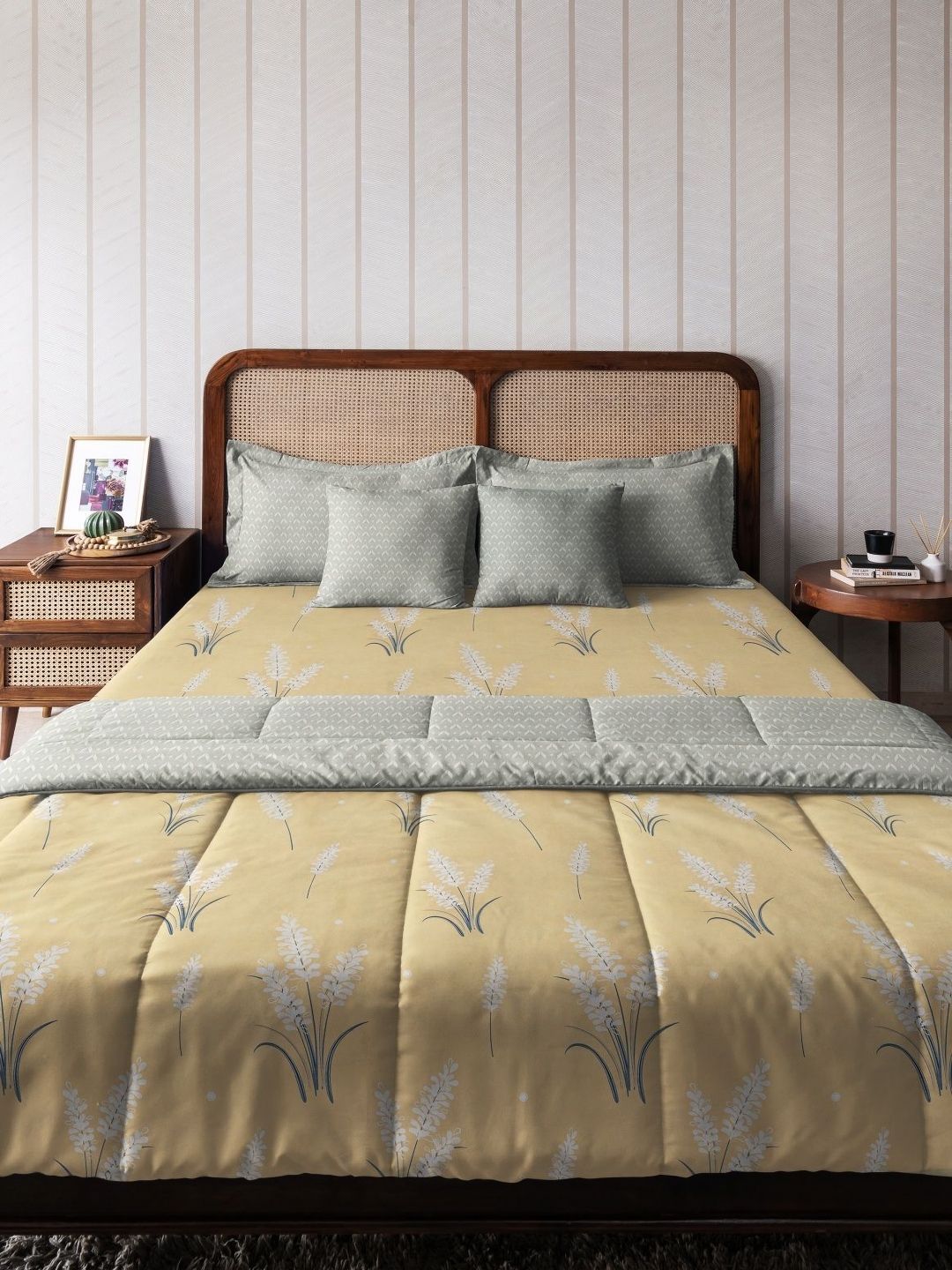 The Happy Pod Sand Yellow Microfiber Queen Bedding Set-Comforter Bedsheet& 2 Pillow Covers-picture-12