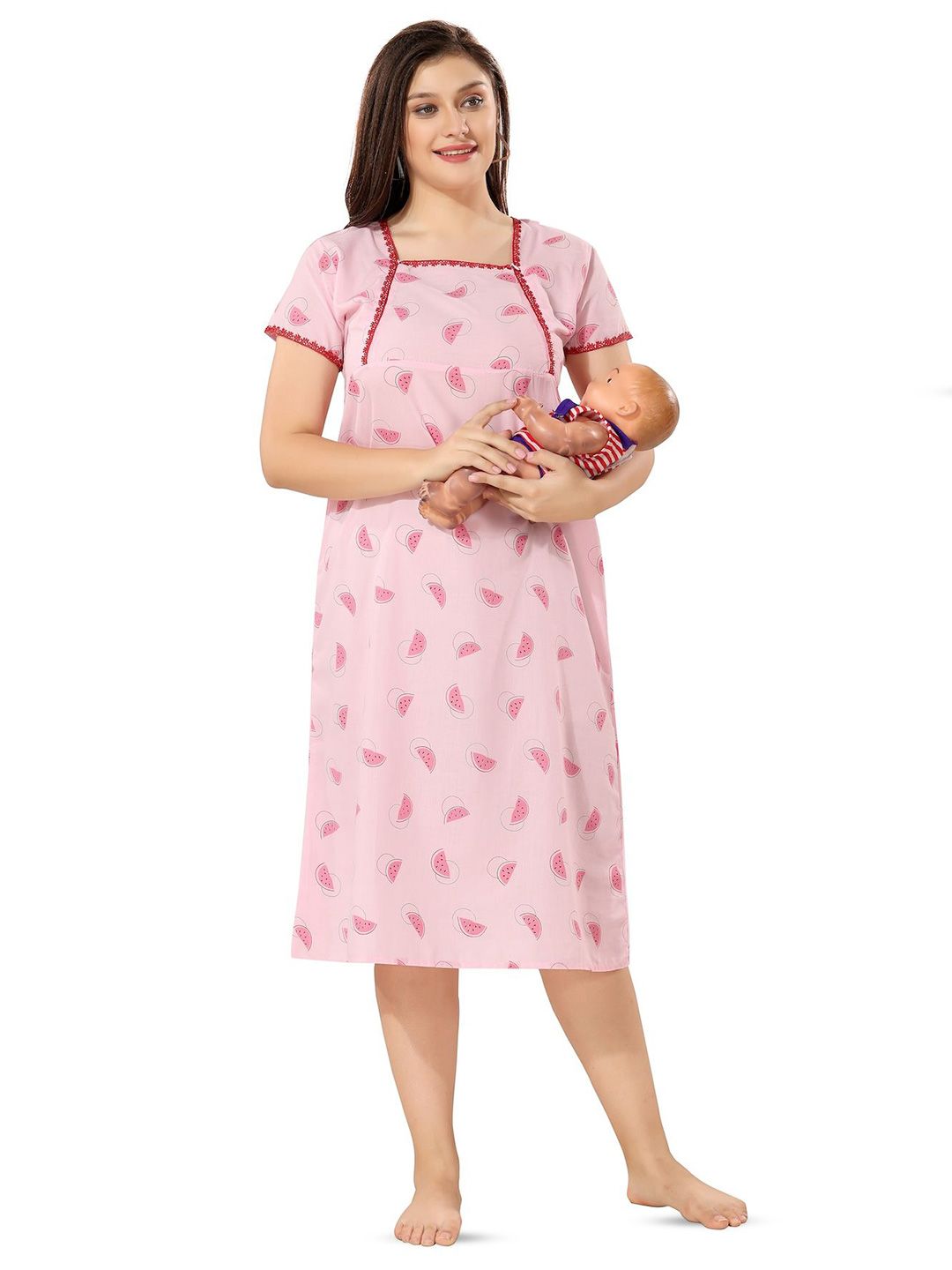 Piu Women Printed Maternity Nightdress-picture-21