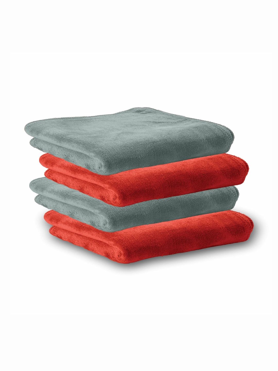 HOUSSE 4Pcs Grey & Brown Microfibre 450 GSM Hand Towels-image-24
