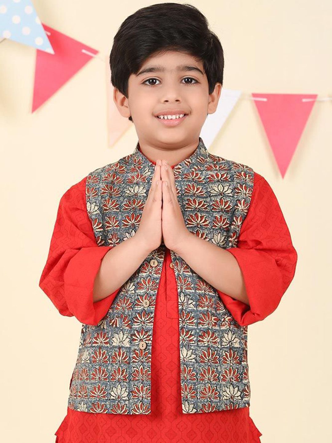 Fabindia Boys Printed Pure Cotton Woven Nehru Jacket-picture-20