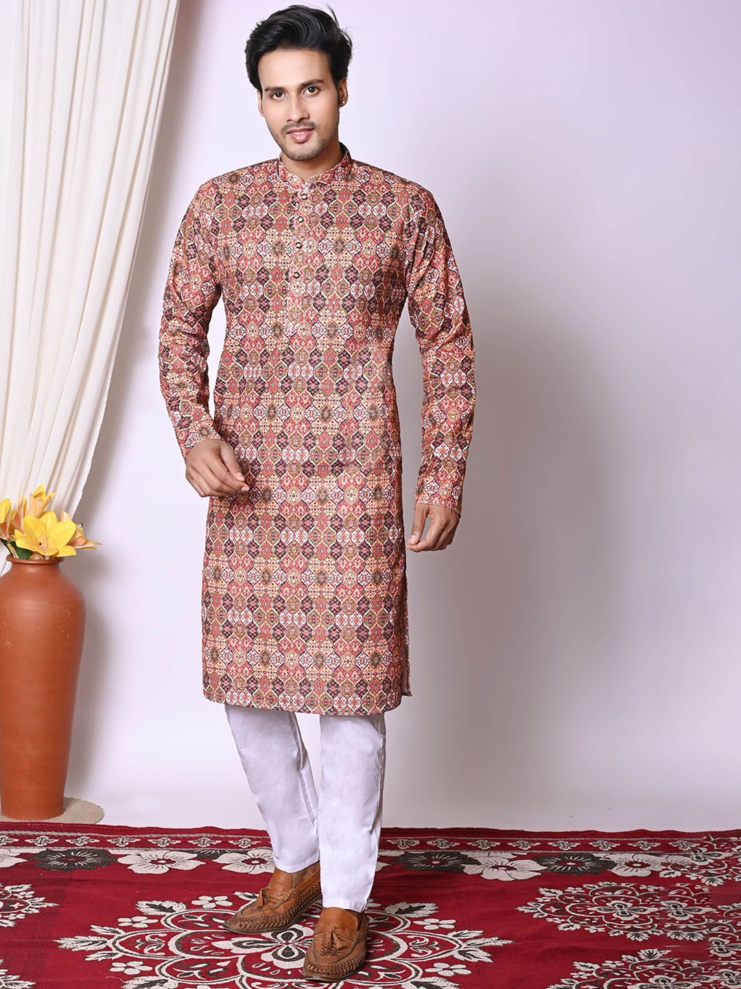 AHLAN APPARELS Ethnic Motifs Embroidered Sequinned Kurta With Pyjamas-picture-39