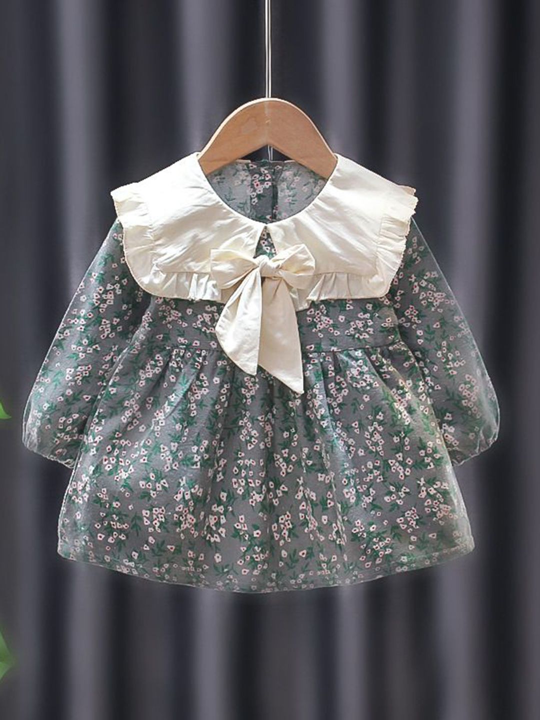 YK Girls Printed Puff Sleeve A-Line Dress-picture-48