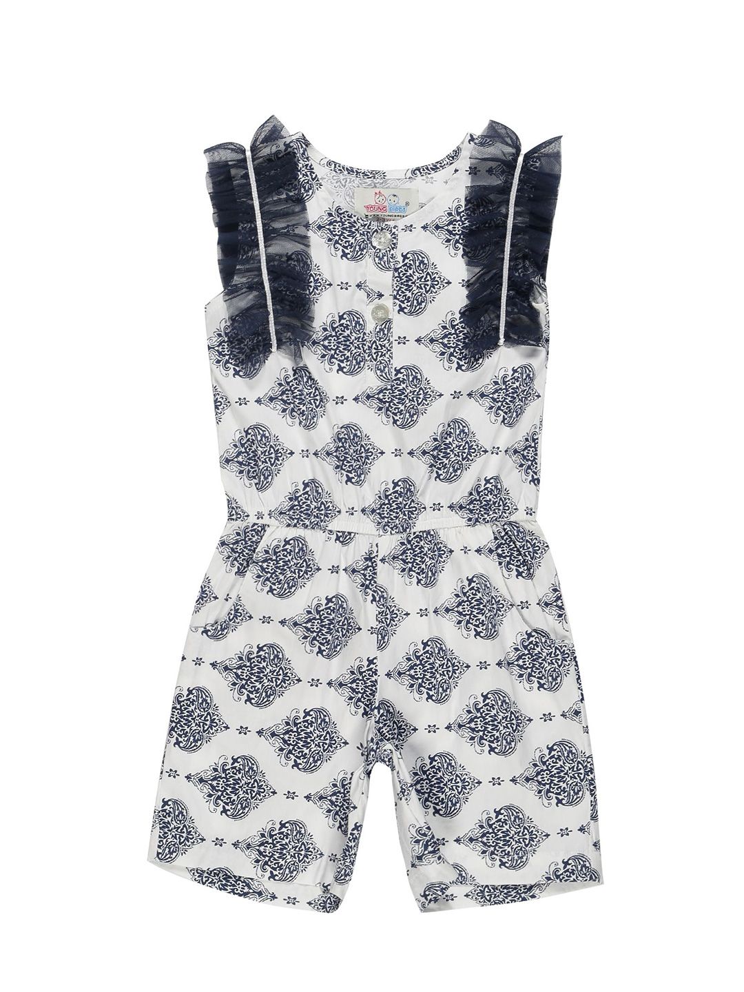 YOUNG BIRDS Girls Printed Cotton Jumpsuit-image-7