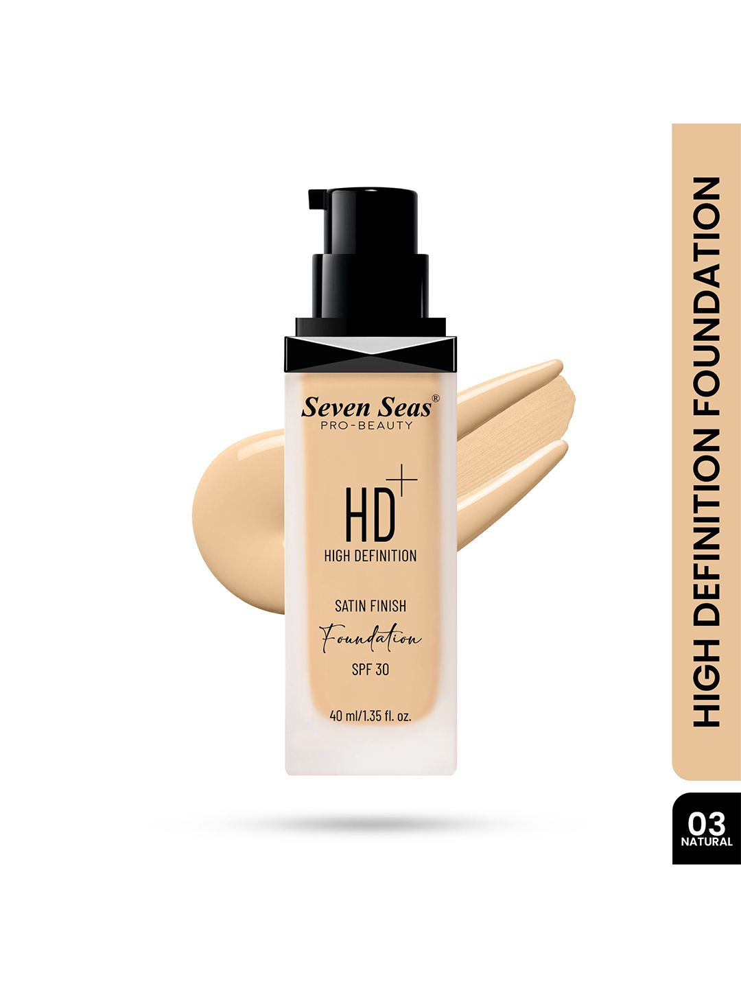 Seven Seas HD High Definition Satin Finish Foundation With SPF 30 - 40 ml - Natural 03-picture-15