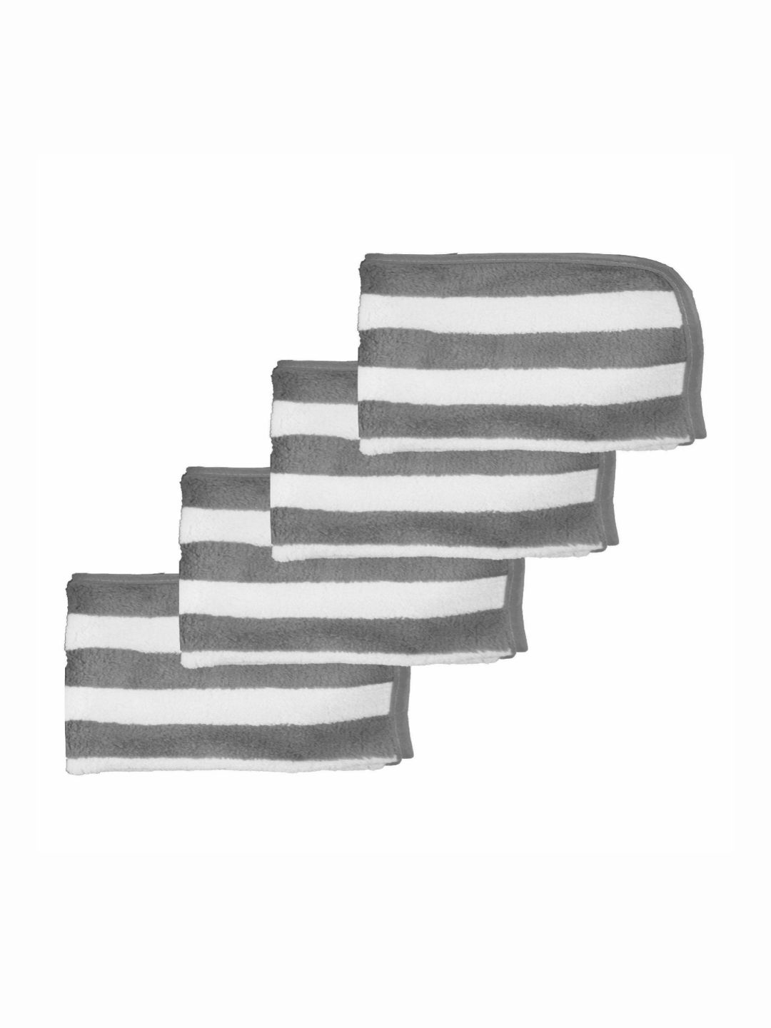 HOUSSE 4-Pcs Grey & White Striped 300GSM Super Absorbent Ultra Soft Hand Towels-image-30