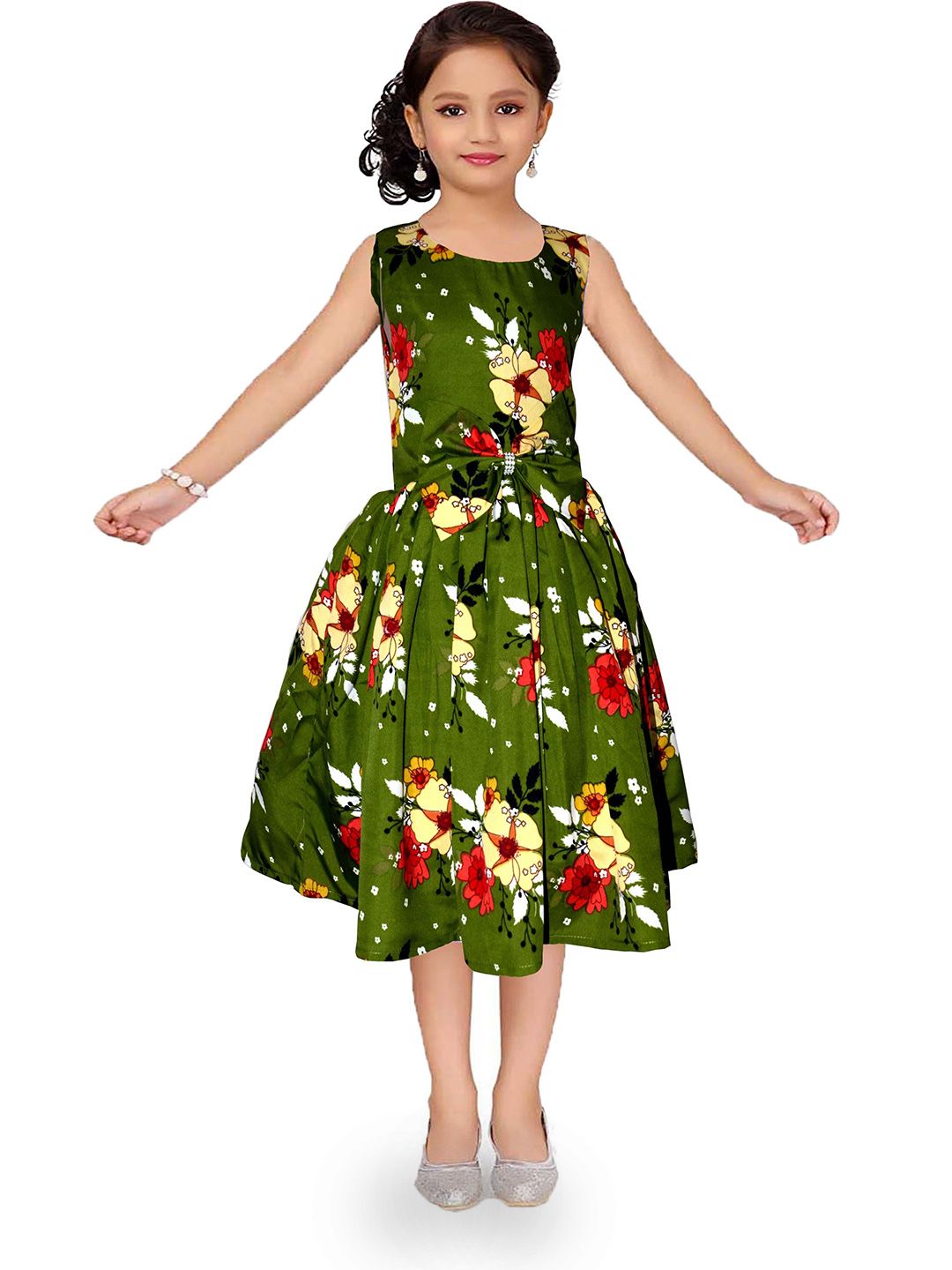 Wow Princess Floral Print Crepe A-Line Dress-picture-18