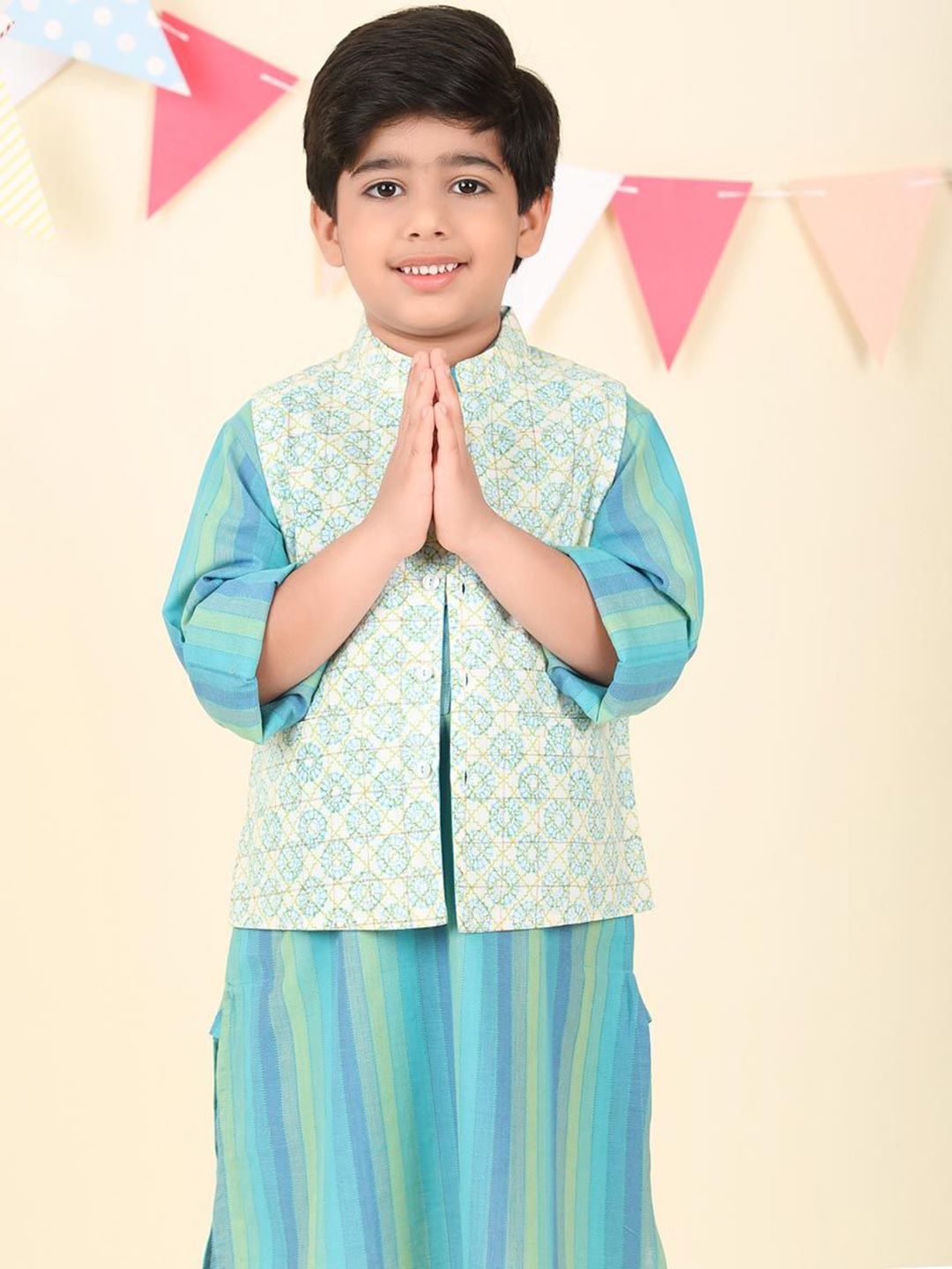 Fabindia Boys Printed Cotton Woven Nehru Jacket-picture-14