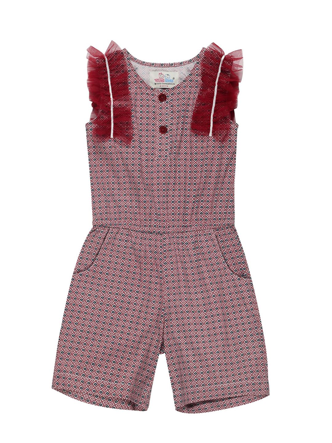 YOUNG BIRDS Girls Checked Basic Jumpsuit-image-13