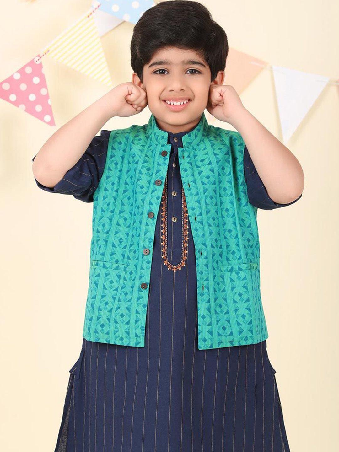 Fabindia Boys Printed Pure Cotton Nehru Jackets-picture-37