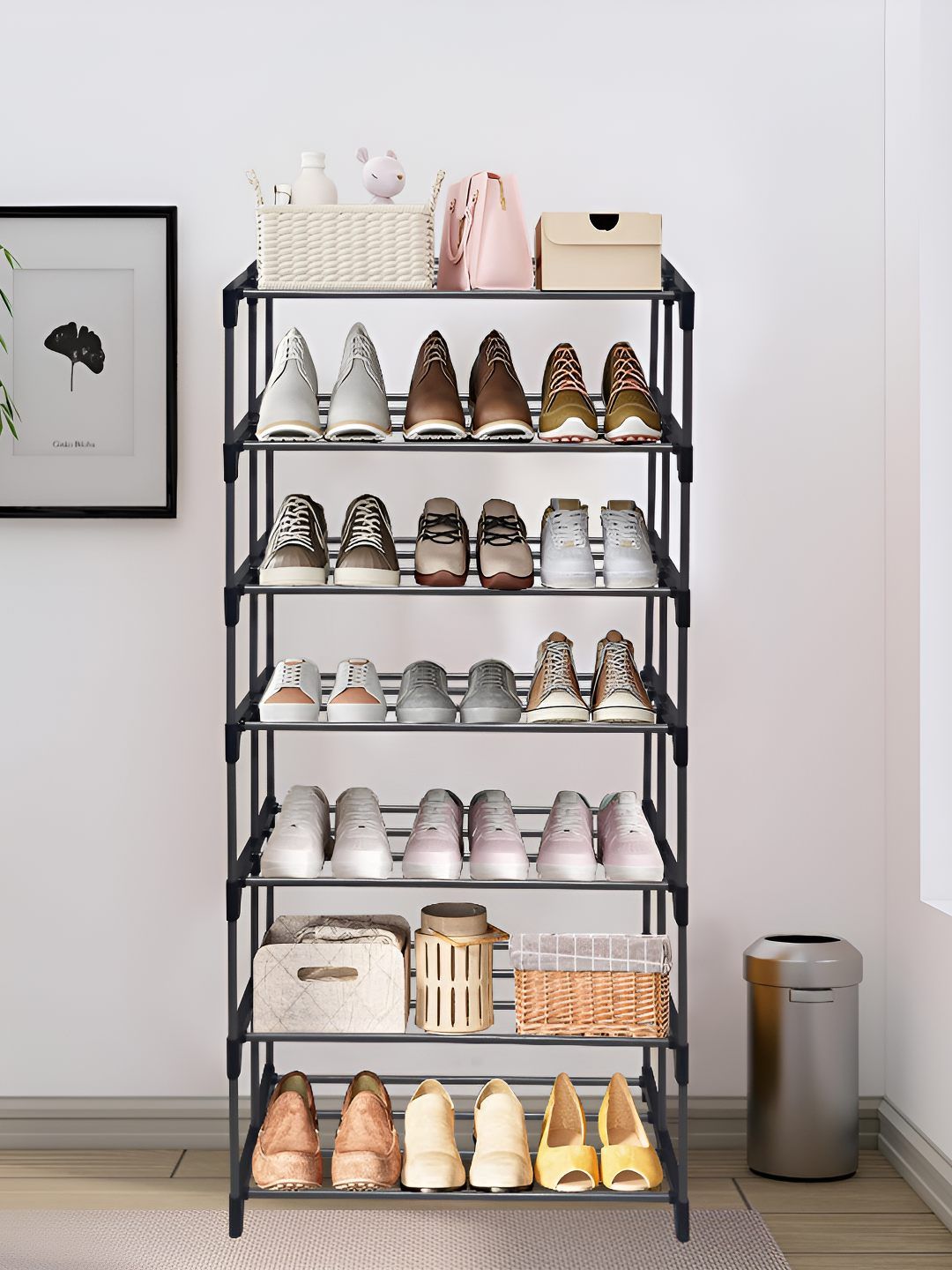 Rmerchants Black Stainless Steel 7-Tier Water Resistant Shoe Rack-picture-12