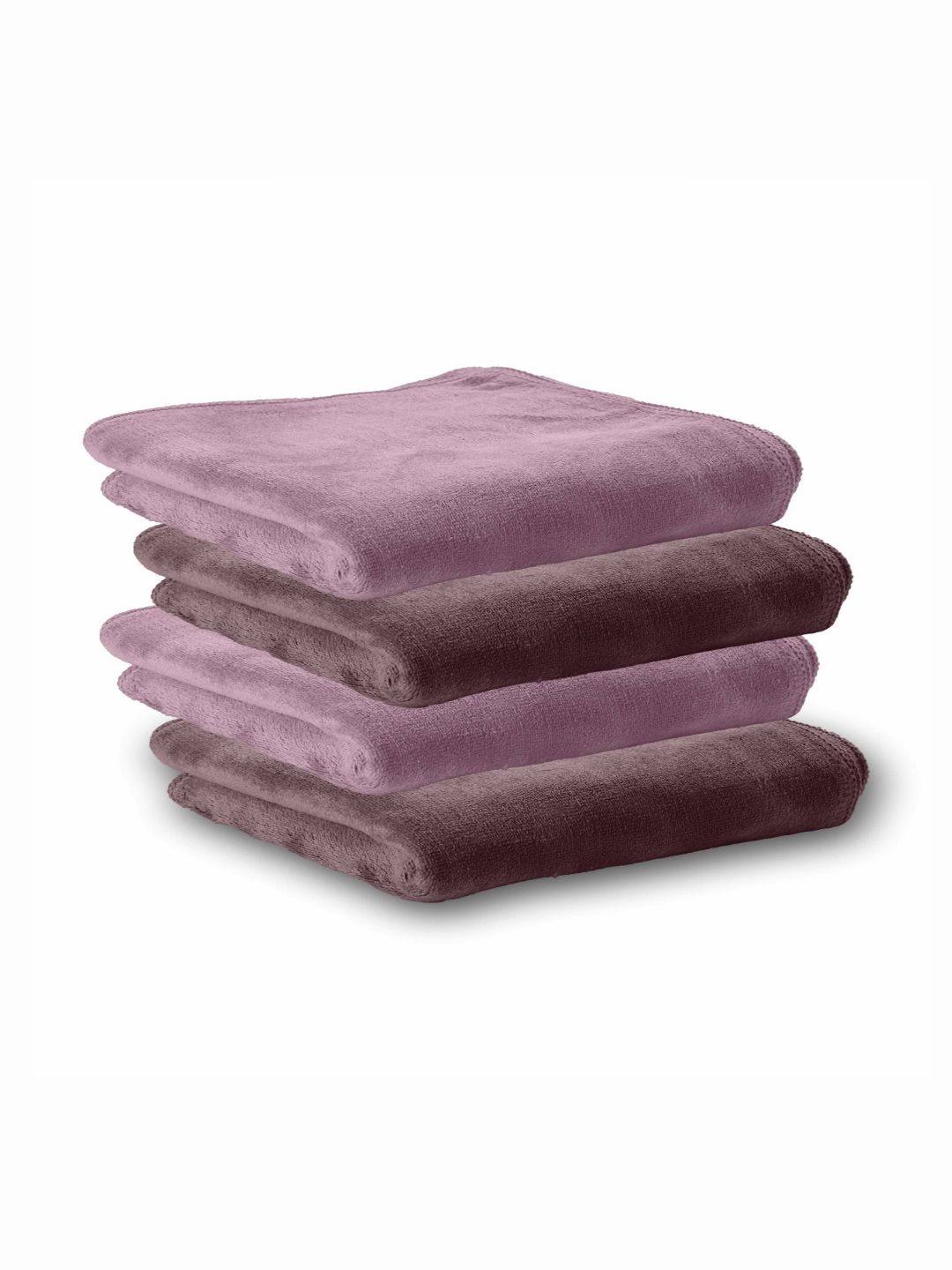 HOUSSE 4Pcs Purple & Taupe Microfibre 450 GSM Hand Towels-image-41