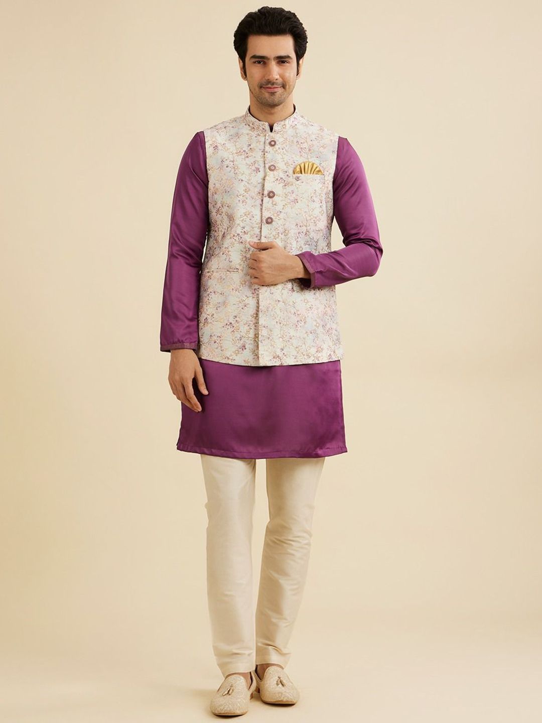 Manyavar Men Embroidered Woven Nehru Jacket-picture-23