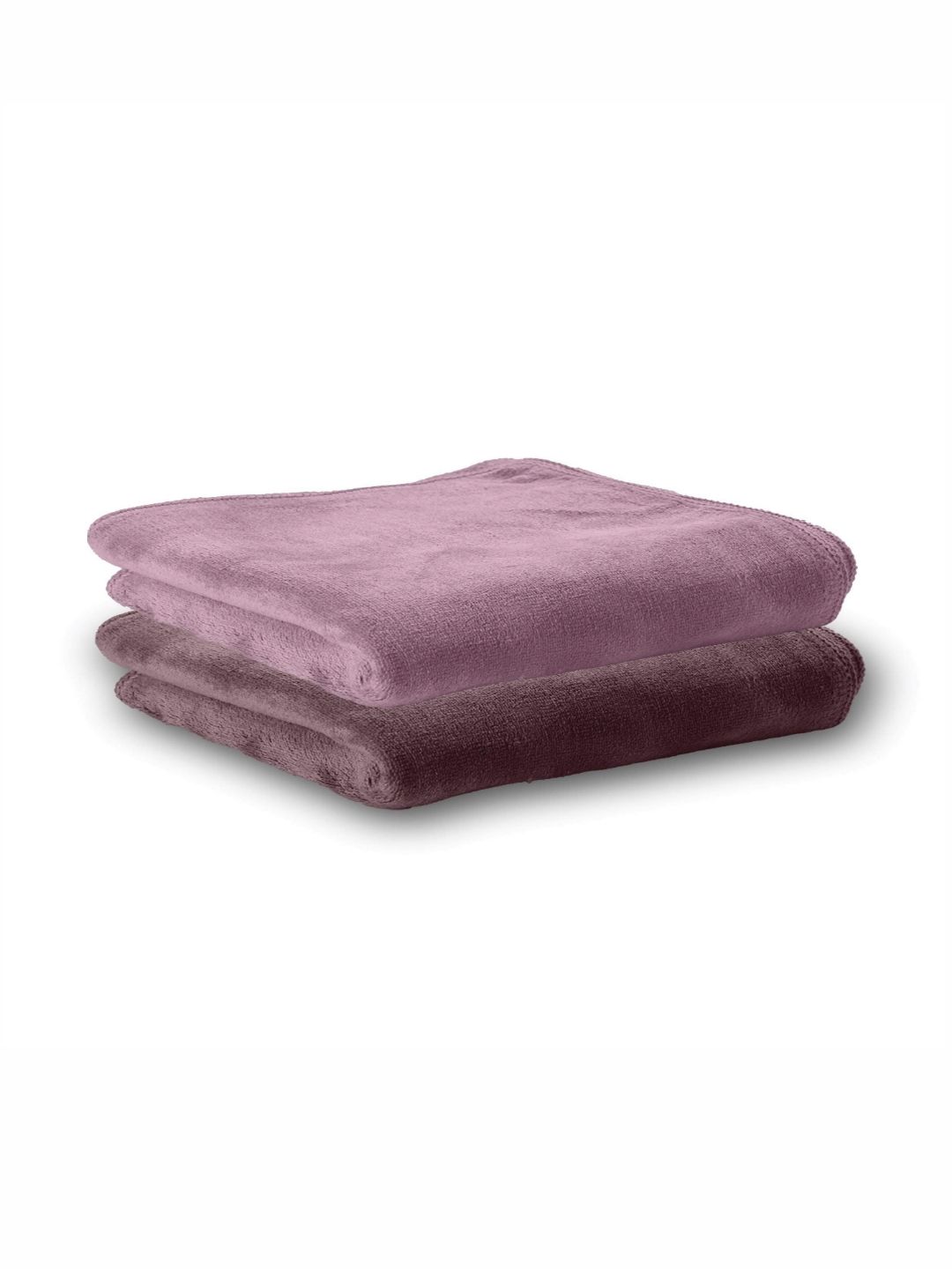 HOUSSE 2 Pieces Purple & Taupe Microfibre 450 GSM Hand Towels-image-25