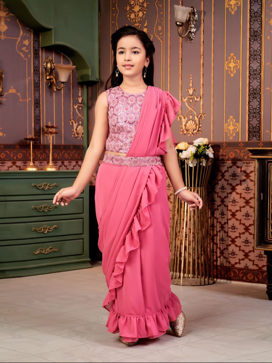 BAESD Girls Embroidered Thread Work Ready to Wear Lehenga & Blouse With Dupatta-picture-30