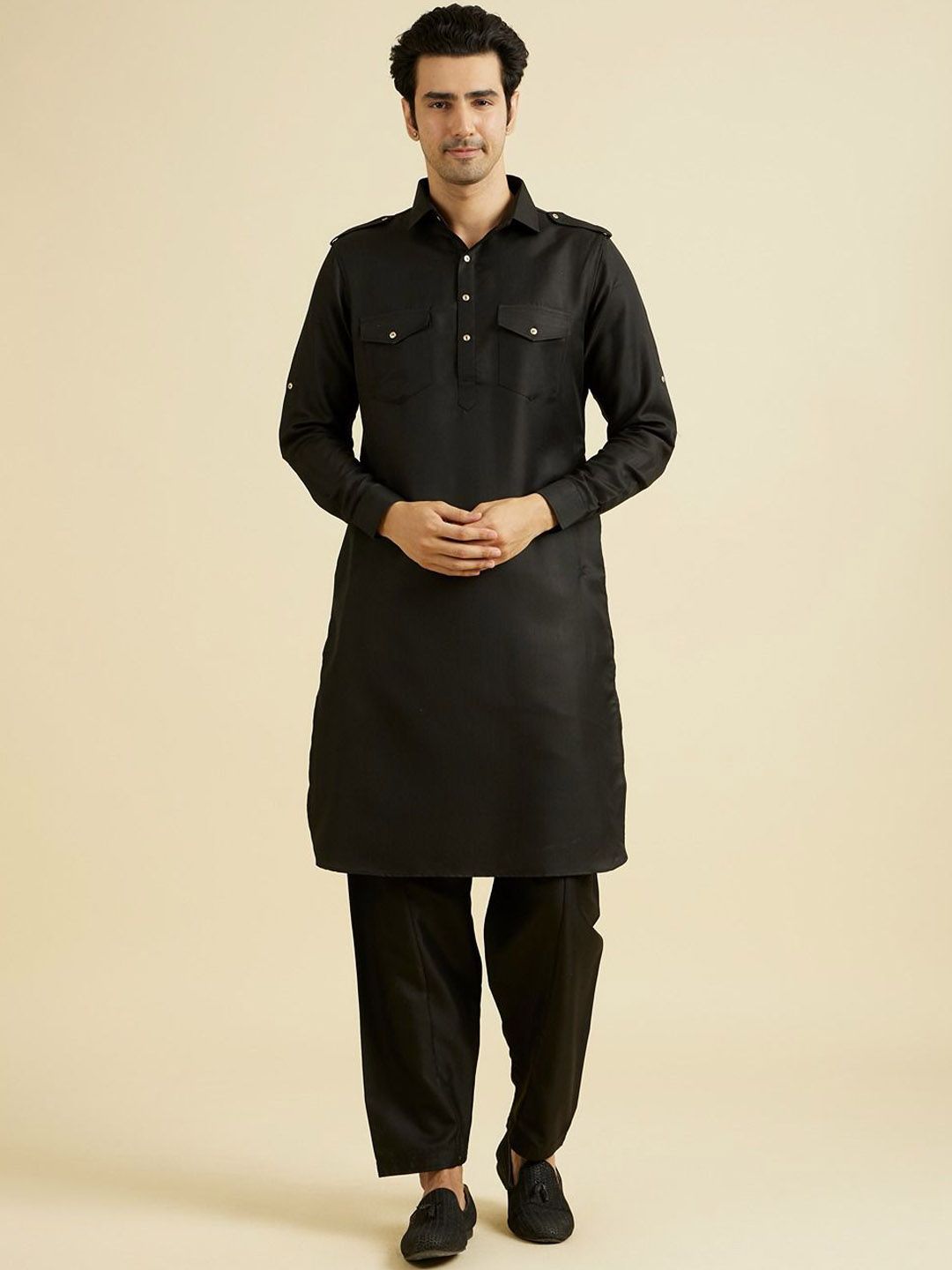 Manyavar Shirt Collar Pathani Kurta With Salwar-picture-16