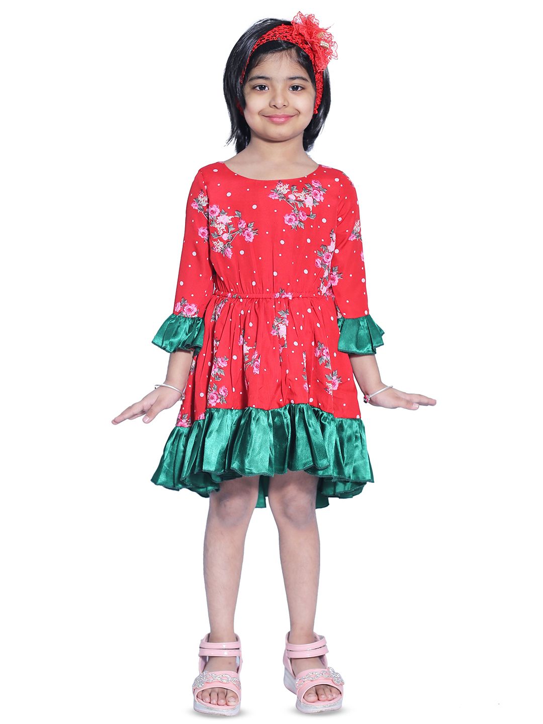 Wow Princess Floral Bell Sleeve Crepe A-Line Dress-picture-21