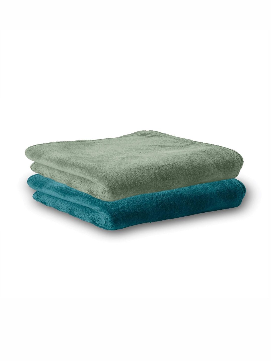 HOUSSE 2Pcs Sea Green & Teal Blue Microfibre 450 GSM Hand Towels-image-43