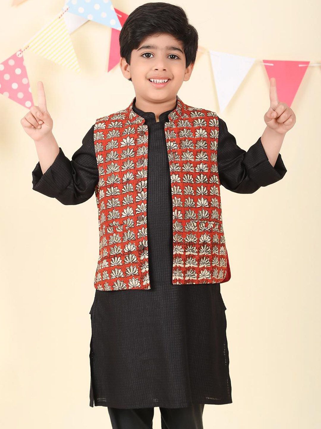 Fabindia Boys Printed Pure Cotton Woven Nehru Jacket-picture-21