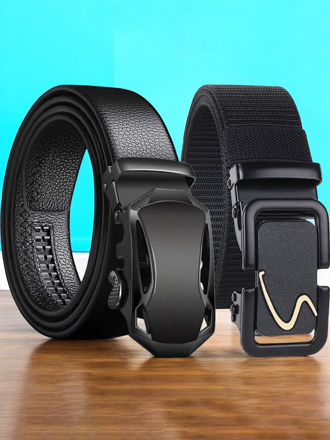 The Roadster Lifestyle Co. Men Pack Of 2 Textured Formal Belts-picture-46