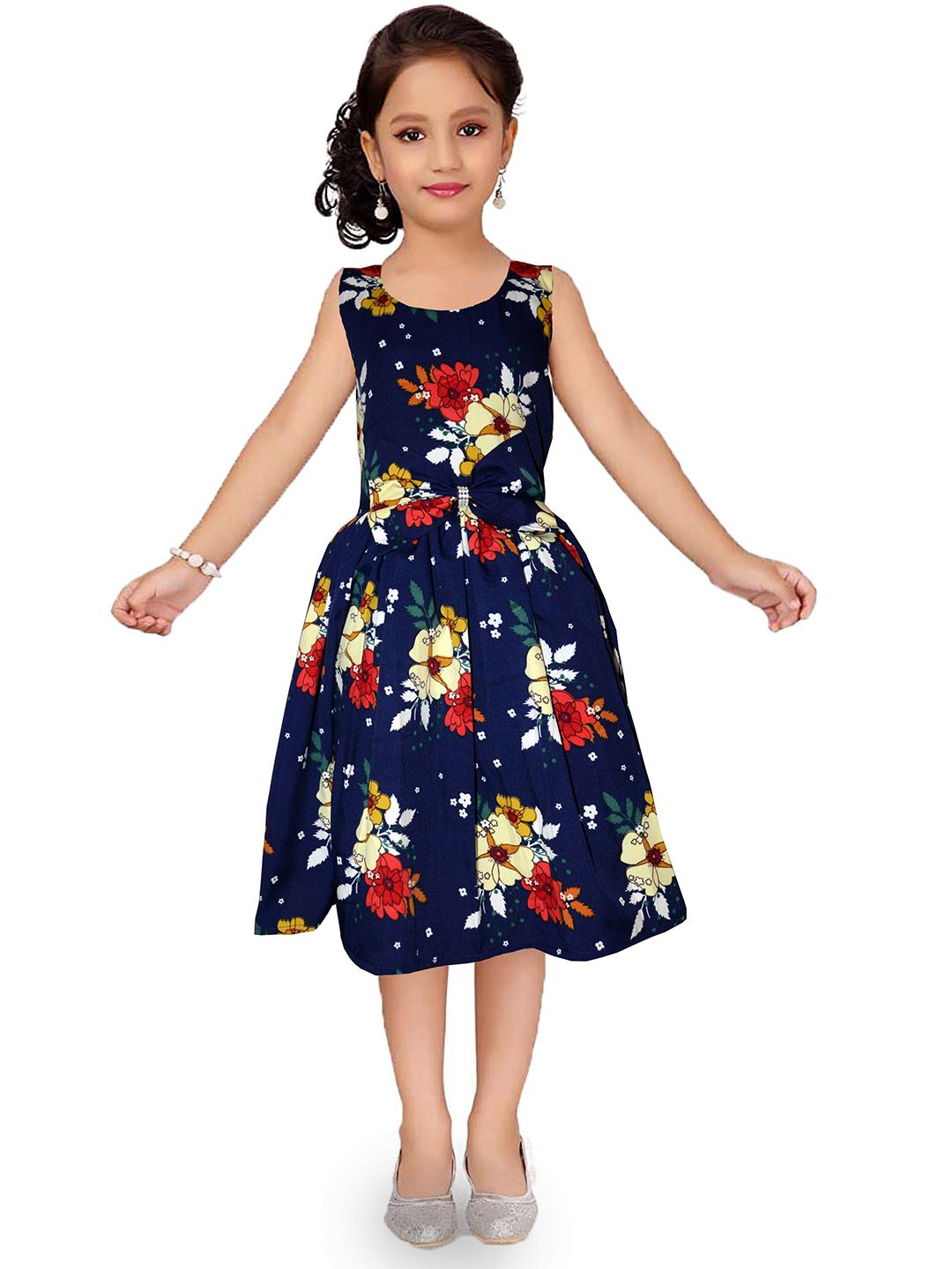 Wow Princess Floral Print Crepe A-Line Dress-picture-17