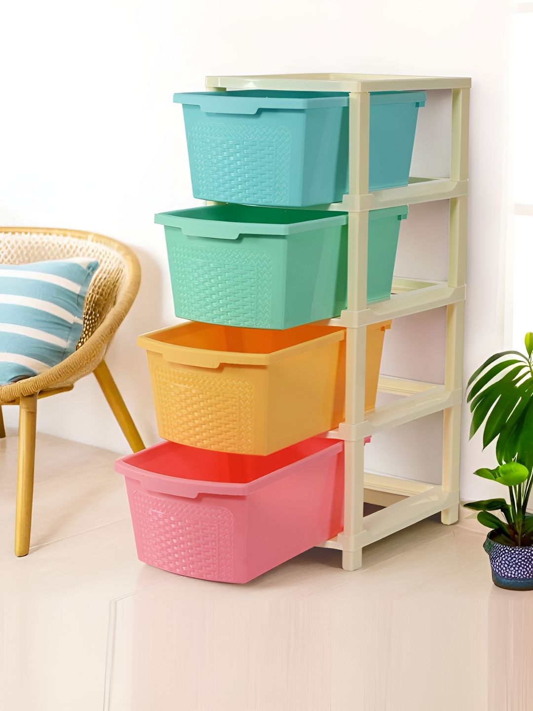 Myntra Elegant Homes Pink & Green 4 Layers Water Resistant Drawer Organiser-image-14