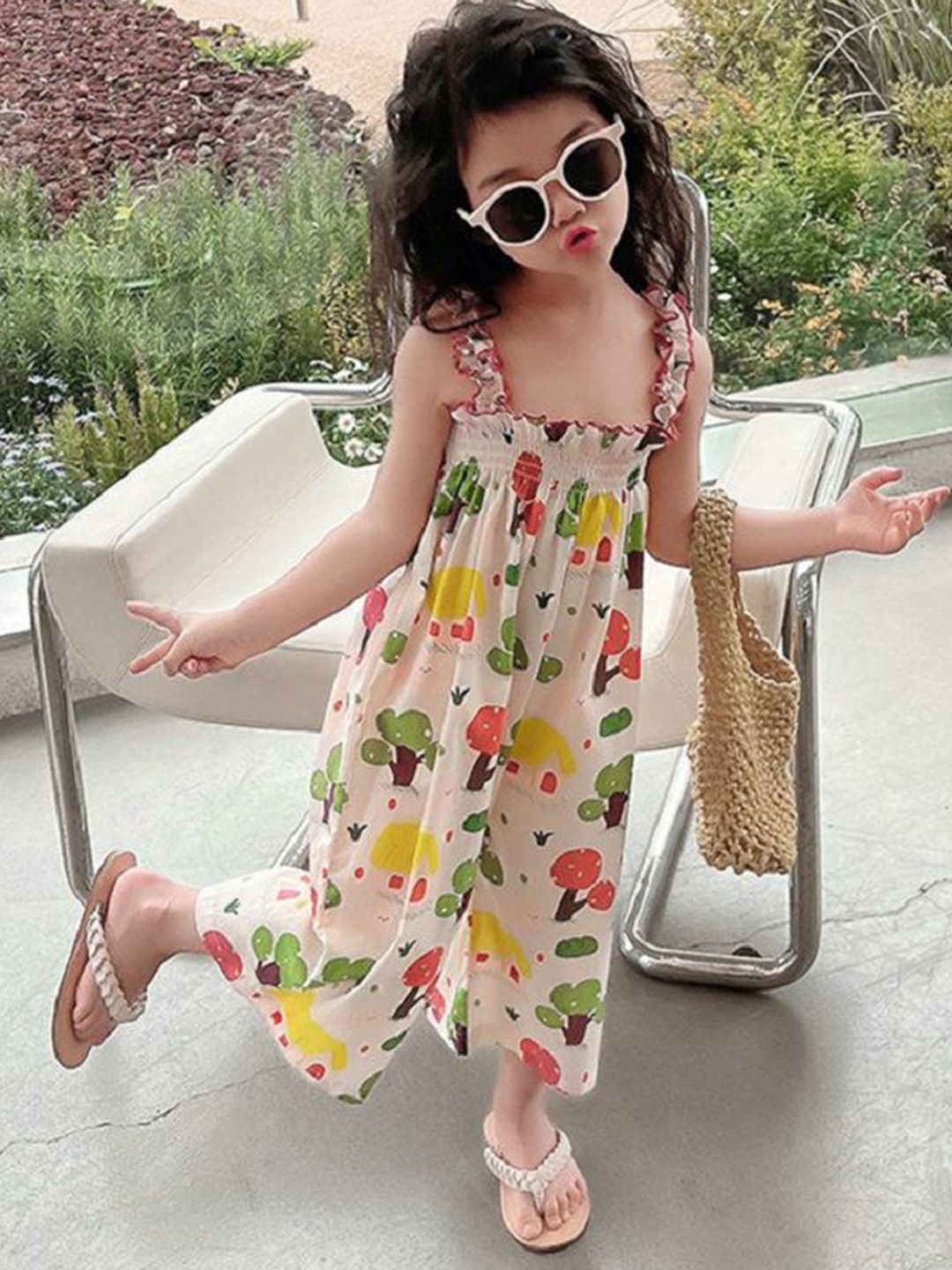 StyleCast x Revolte Girl Printed Shoulder Straps Basic Jumpsuit