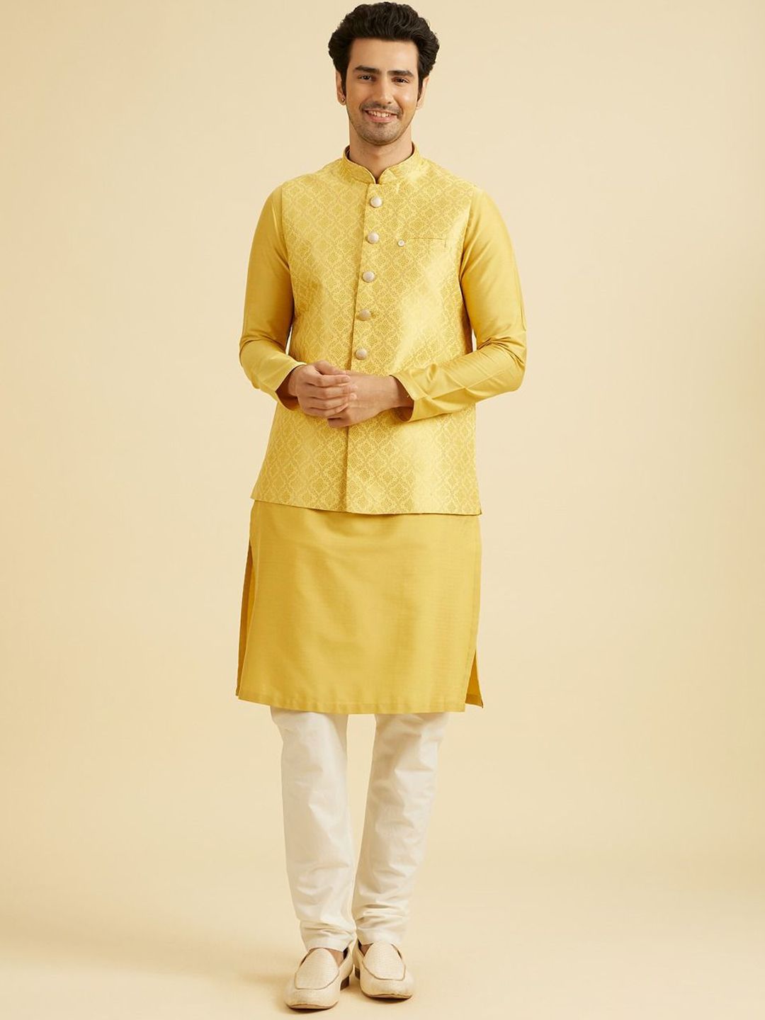 Manyavar Men Embroidered Woven Design Nehru Jacket-picture-47