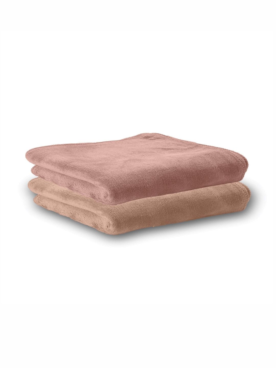 HOUSSE 2Pcs Peach-Colored & BrownMicrofibre 450 GSM Hand Towels-image-1