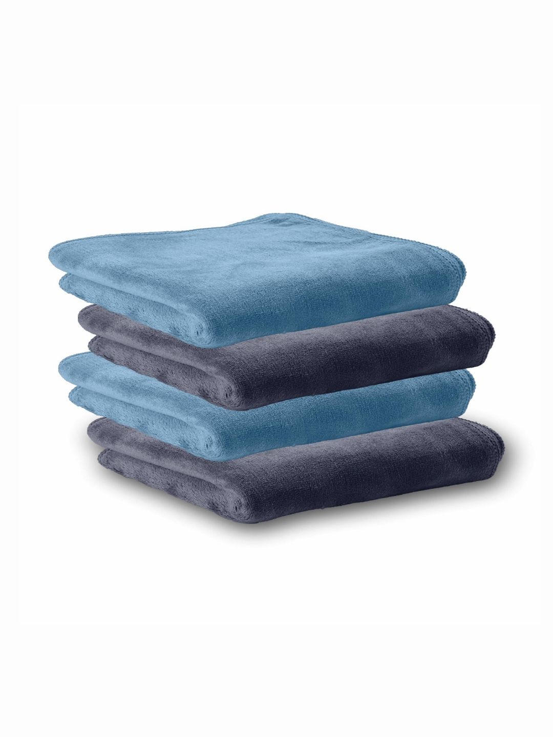 HOUSSE 4-Pcs Grey & Teal-Blue 450GSM Super Absorbent Ultra Soft Hand Towels-image-26