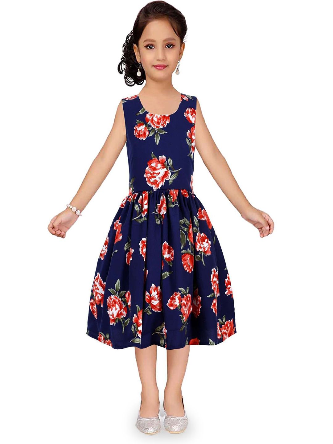 Wow Princess Floral Print Crepe A-Line Dress-picture-16