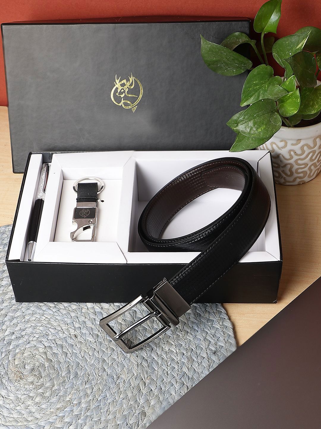 SAZARA Men Belt, Keychain and Pen Gift Set-picture-11