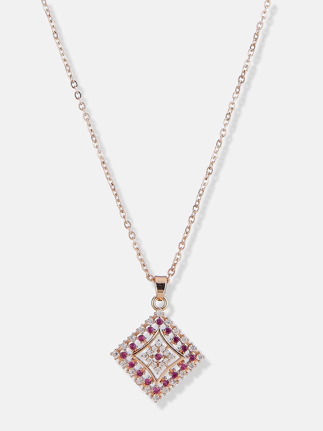 ATIBELLE  Rose Gold Plated Cubic Zirconia Studded Jewellery Set