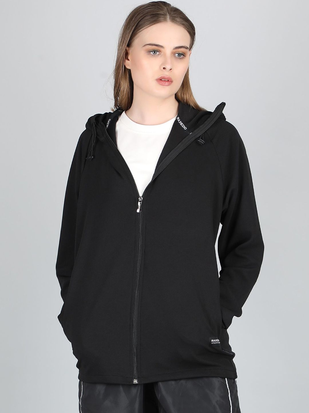 Raxedo Women Hooded Solid Casual Lightweight Bomber Jacket-picture-18