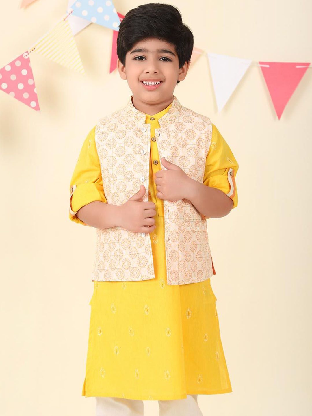 Fabindia Boys Printed Pure Cotton Woven Nehru Jacket-picture-19