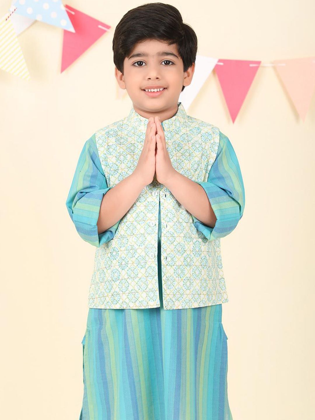 Fabindia Boys Printed Pure Cotton Woven Nehru Jacket-picture-22
