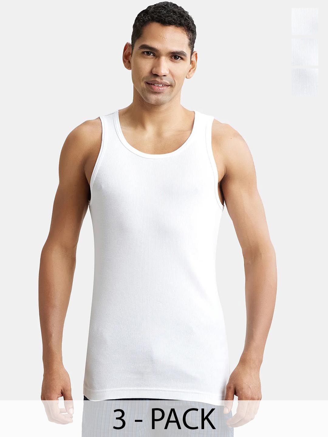 Jockey Men Pack Of 3 Super Combed Cotton Sleeveless Undershirt Vests 8823-0310-WHITE-picture-33