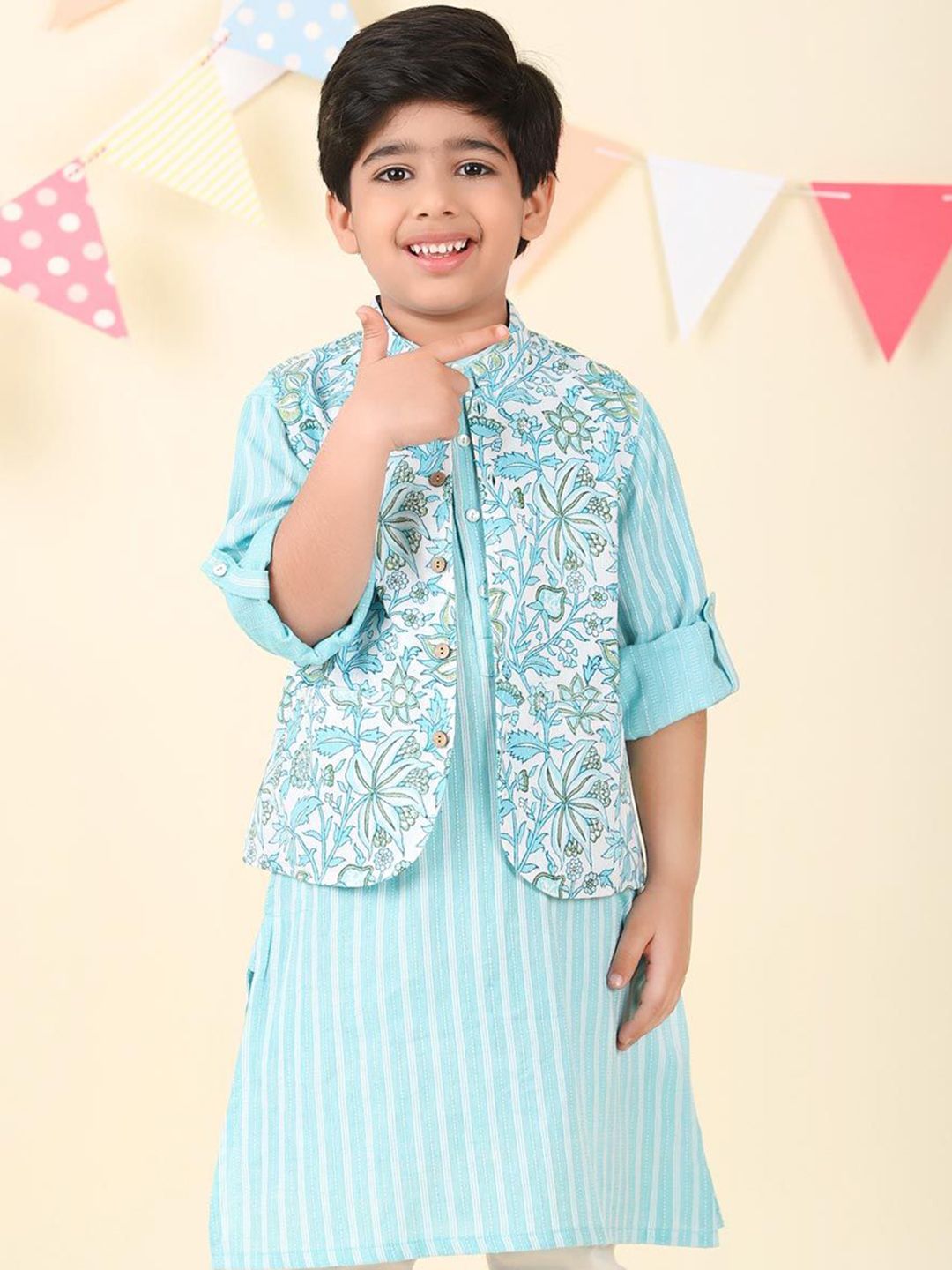 Fabindia Boys Printed Cotton Woven Nehru Jacket-picture-18